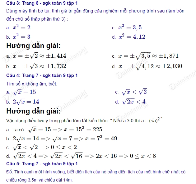 Toán lớp 9 tập 1 bài 1: Học căn bậc hai từ cơ bản đến nâng cao