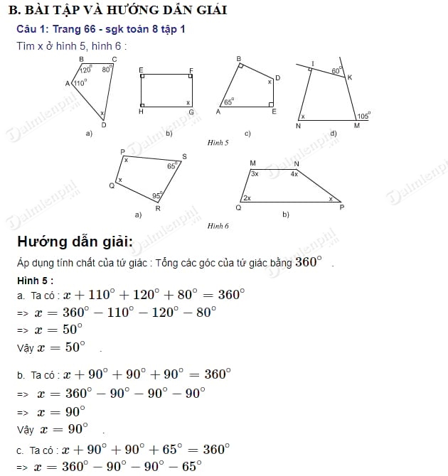 Bài 1 trang 66 SGK Toán 8 tập 1: Hướng dẫn chi tiết và lời giải dễ hiểu