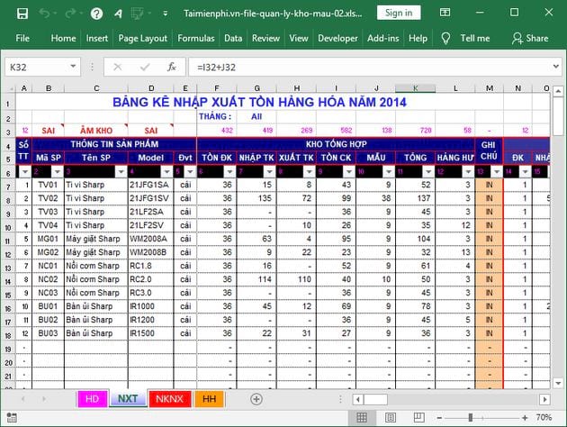 Tải ngay mẫu Excel quản lý kho và vật tư đơn giản, hoàn toàn miễn phí