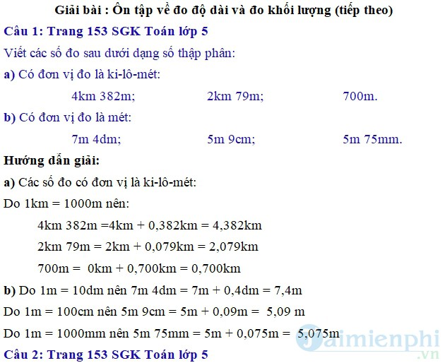 Toán lớp 5 trang 153 154 - Hướng dẫn ôn tập chi tiết và giải bài tập hiệu quả