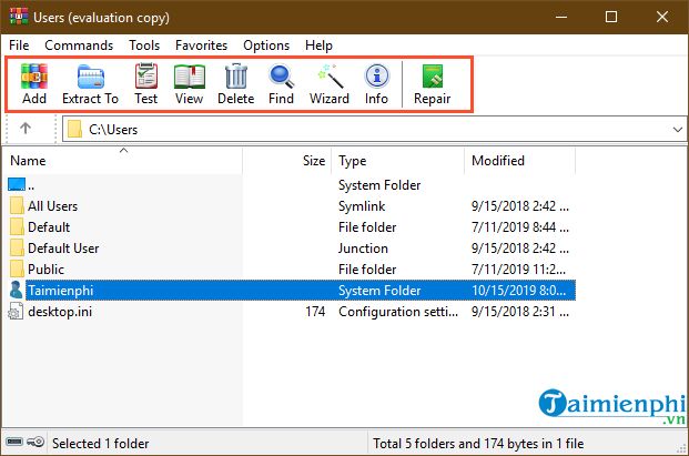 Adjusting WinRAR Toolbar Size