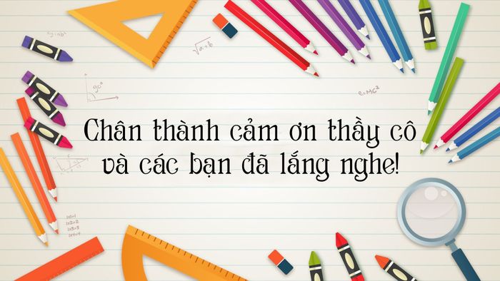 Cảm ơn cô giáo và các bạn đã lắng nghe - Những lời cảm ơn chân thành và ý nghĩa trong bài thuyết trình