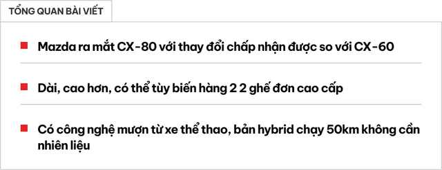 Mazda CX-80 chính thức ra mắt: Là phiên bản thay thế trực tiếp của Mazda CX-8, nhắm đến đối thủ như X5, Q7, GLE - Ảnh 1