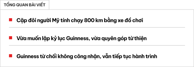 Thiết lập kỷ lục chạy 800 km bằng xe đồ chơi để gây quỹ từ thiện, bộ đôi mới được Guinness chứng nhận - Ảnh 1.