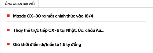 Mazda CX-80 thế hệ tiếp theo sau CX-8 đã xác định ngày ra mắt trong tháng 4 - Ảnh 1.