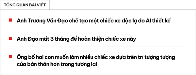 Tạo xe theo phong cách độc đáo, ông bố trẻ chia sẻ: 'Mất 3 tháng để hoàn thành, sử dụng trí tuệ nhân tạo' - Ảnh 1.