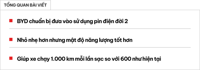 BYD sẽ triển khai sử dụng pin mới, cho phép xe chạy một quãng đường từ Hà Nội tới Quy Nhơn mà không cần dừng lại - Ảnh 1.