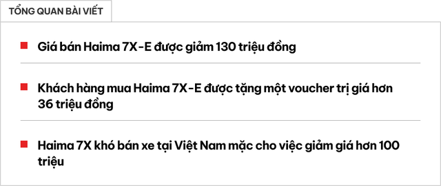 Chỉ sau chưa đầy 4 tháng ra mắt, mẫu SUV mới lạ Haima 7X-E đã giảm giá tới 130 triệu đồng, với mong muốn chiếm thị phần từ Toyota Innova Cross và Hyundai Custin - Ảnh 1.