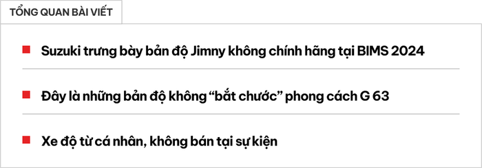 Những phiên bản độ Suzuki Jimny này có thể khiến khách hàng Việt quên ngay phong cách G 63: Đầy đủ đồ chơi cho những người yêu thích off-road, du lịch khám phá - Hình 1.