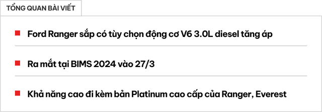 Động cơ Ford V6 diesel sắp có mặt tại Đông Nam Á trong BIMS cuối tháng 3, có xuất hiện trên phiên bản cao cấp nhất của Ranger, Everest? - Hình ảnh 1.