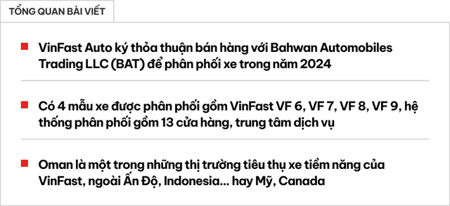 VinFast mở rộng hoạt động kinh doanh tại Trung Đông: Sẽ bán loạt xe tại quốc gia nổi tiếng với siêu xe hàng đầu thế giới, kế hoạch mở 13 cửa hàng và trung tâm dịch vụ - Hình 1.