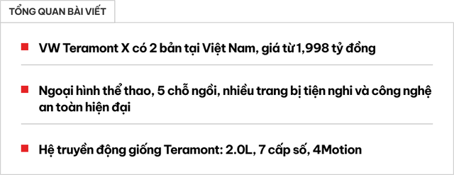 VW Teramont X ra mắt thị trường Việt Nam: Giá từ 1,998 tỷ đồng, 2 phiên bản đa dạng, tích hợp nhiều công nghệ hiện đại, cạnh tranh Explorer với mức giá thấp hơn chính xác 1 triệu đồng - Hình ảnh 1.