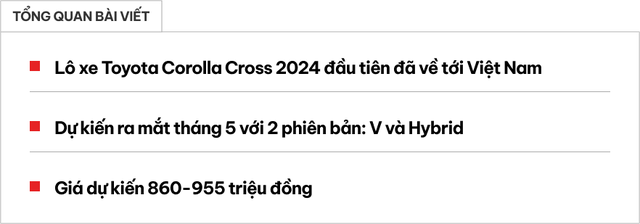 Lô xe Toyota Corolla Cross 2024 đầu tiên về Việt Nam: Giá dự kiến không đổi, ra mắt tháng 5 cạnh tranh với HR-V và CX-30 - Hình 1.