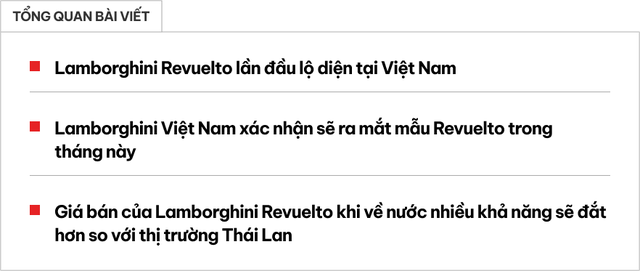 Lamborghini Revuelto lần đầu tiên xuất hiện tại Việt Nam: Mạnh hơn 1.000 mã lực, ra mắt ngay trong tháng này - Ảnh 1.