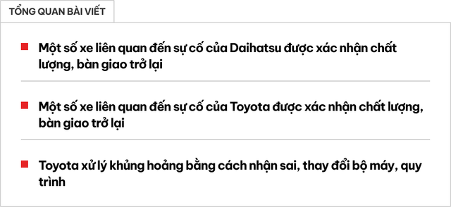 Loạt xe của Toyota liên quan đến sự cố của Daihatsu đã thoát khỏi 'án treo': Đã đạt được tiêu chuẩn sản xuất, và việc giao xe đã được khôi phục - Ảnh 1.