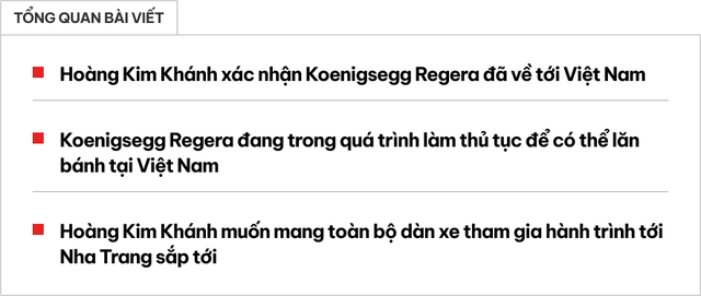 Hoàng Kim Khánh tổ chức livestream để khoe dàn xe siêu khủng: Koenigsegg Regera đã về, sắp sẵn sàng tổ chức chuyến đi tour đến Nha Trang - Ảnh 1.