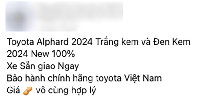 Toyota Alphard 2024 bị bán với sự chênh lệch giá 300 triệu: Giá lăn bánh của phiên bản cơ bản vượt quá 5 tỷ đồng, nơi đâu cũng có xe được giữ lại để kiếm lời - Ảnh 2.