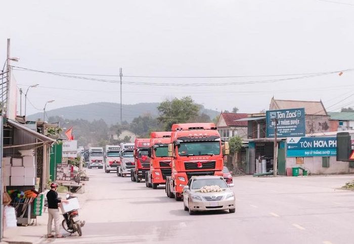 Chú rể ở Hà Tĩnh 'làm nóng' bầu không khí đám cưới bằng việc rước dâu bằng 20 xe container - Ảnh 1.