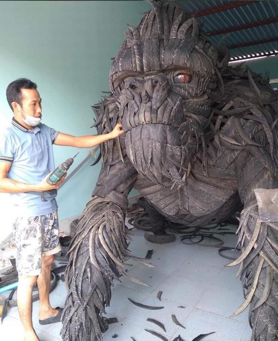 Gặp người chế tạo King Kong từ lốp xe đang gây sốt trên mạng xã hội: 'Có lúc tự ngồi cắt lốp thấy rảnh thiệt' - Hình 7.