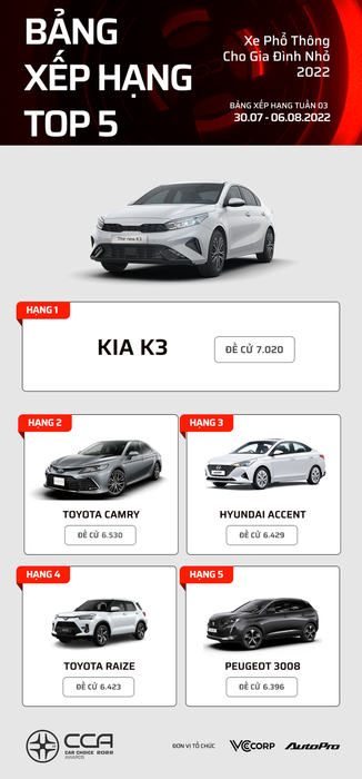 Sau 3 tuần, đây là những chiếc xe dẫn đầu các hạng mục được bình chọn tại Car Choice Awards 2022: Toyota Camry và Kia Carnival đều đứng ở vị trí hàng đầu - Ảnh 11.
