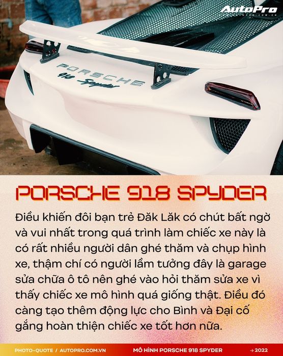 Bộ đôi thanh niên 9X ở vùng Tây Nguyên đã tạo ra mô hình của Porsche 918 Spyder, và nó đã thu hút sự ngưỡng mộ của Supercar Blondie: 'Chúng tôi sẽ tiếp tục thách thức để khiến bạn bè quốc tế phải trầm trồ' - Ảnh 7.