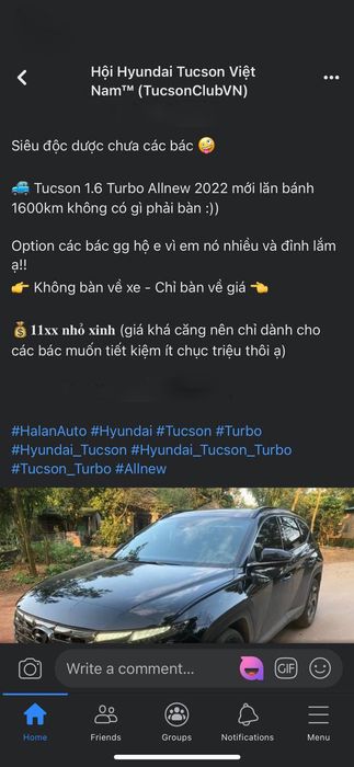 Vì số lượng xe hiện đang khan hàng, chủ nhân của Hyundai Tucson 1.6 Turbo đang tìm cách bán chiếc xe đã qua sử dụng với giá hơn 1,1 tỷ đồng - Ảnh 1.