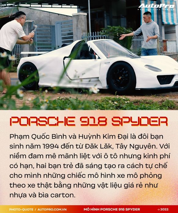 Cặp đôi thanh niên 9X ở vùng Tây Nguyên tạo ra mô hình của Porsche 918 Spyder đã thu hút sự ngưỡng mộ của Supercar Blondie: 'Chúng tôi sẽ tiếp tục thách thức để khiến bạn bè quốc tế phải trầm trồ' - Ảnh 1.