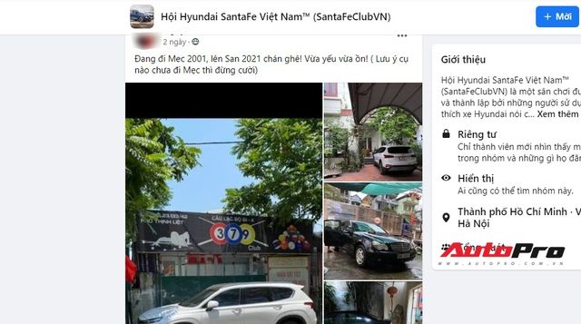 Người này kể rằng chiếc Hyundai Santa Fe 2021 yếu kém và ồn ào hơn so với chiếc Mercedes-Benz 2001 mà anh ta đang sử dụng, thu hút sự chú ý của nhiều người trong nhóm.