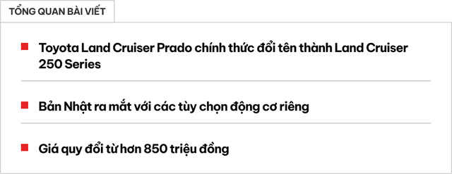 Toyota Land Cruiser Prado phiên bản mới quay về quê hương Nhật Bản: Đổi tên chính thức, có thêm lựa chọn động cơ - Ảnh 1.