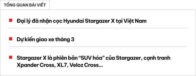 Đại lý đã nhận cọc cho Hyundai Stargazer X: Dự kiến giao xe trong tháng này, Xpander Cross và Veloz Cross thêm đối thủ - Hình 1.