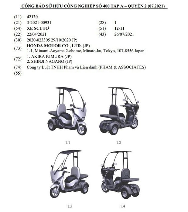 Xe ba bánh của Honda đã được đăng ký bản quyền tại Việt Nam - Hình 1.