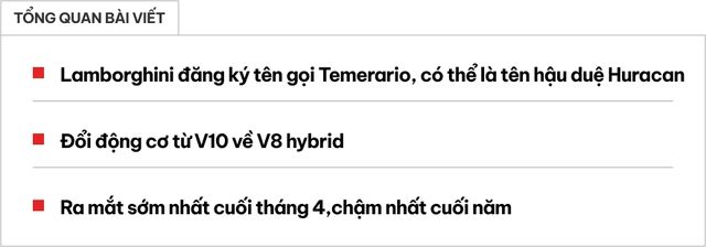 Có vẻ như đây sẽ là tên chính thức của siêu xe kế nhiệm Huracan của Lamborghini, dự kiến sẽ ra mắt vào cuối tháng 4.