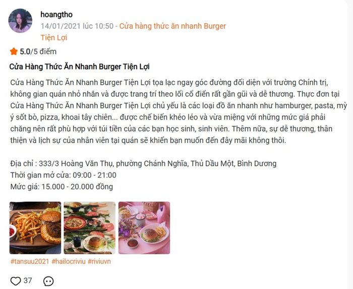 Burger Tiện Lợi ở Bình Dương mang đến hương vị phương Tây hấp dẫn.