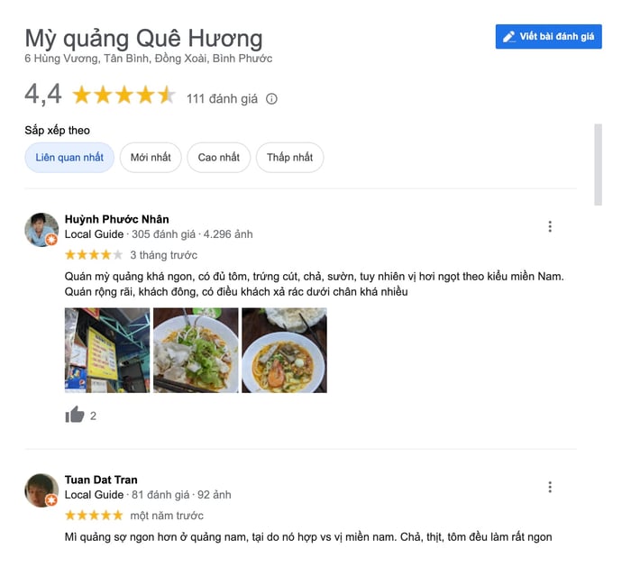 Mời bạn thưởng thức hương vị thơm ngon của Mì Quảng Hương Quê, quán ăn tại Bình Phước.