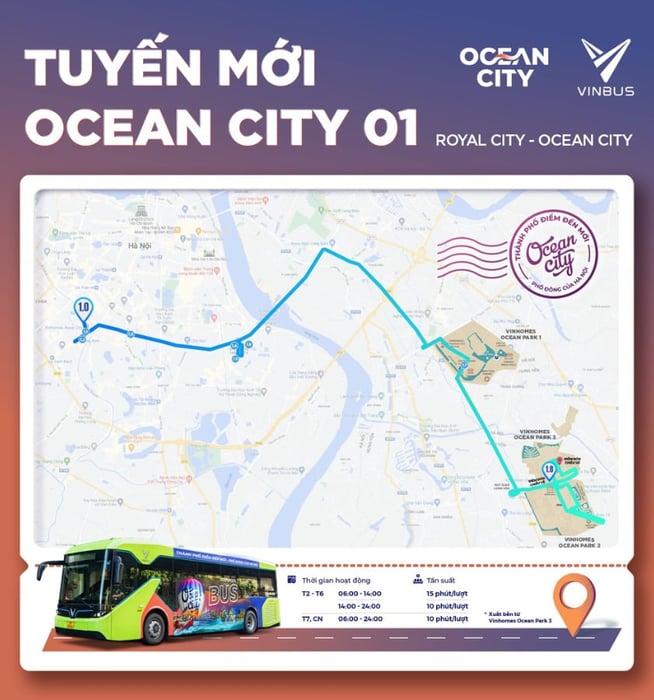 Lộ trình tuyến bus OCT1 đến Grand World