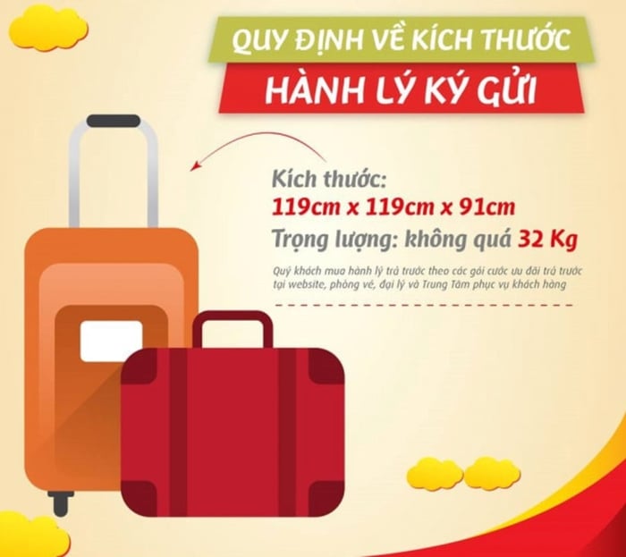 Quy định về kích thước hành lý ký gửi của Vietjet