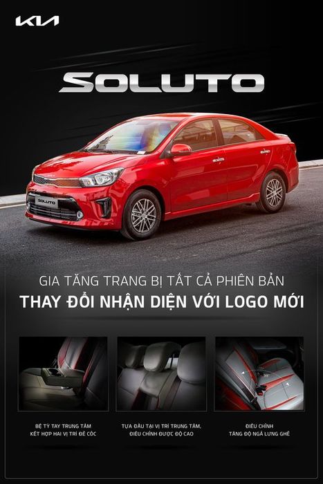 Kia Soluto tiếp tục thay đổi với logo mới và bổ sung trang bị hiện đại.