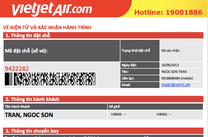 Hướng dẫn cách đổi tên vé máy bay Vietjet