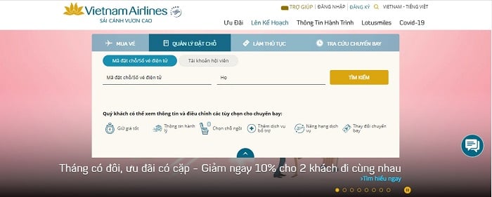 Hướng dẫn kiểm tra vé máy bay đã đặt Vietnam Airlines.