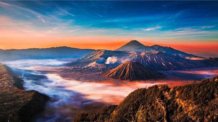 Núi lửa Bromo kỳ vĩ ở phía đông của đảo Java, Indonesia