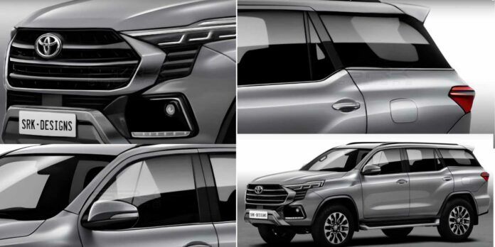 Bức ảnh phác thảo Toyota Fortuner 2024 đời mới với phong cách thể thao đậm nét.