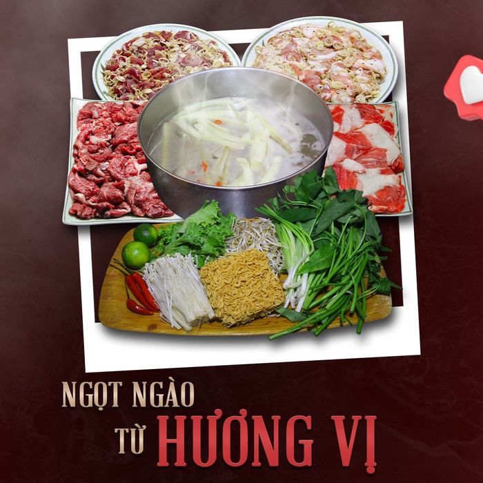 Lẩu bò nhúng dấm tại quán Năm Ngũ