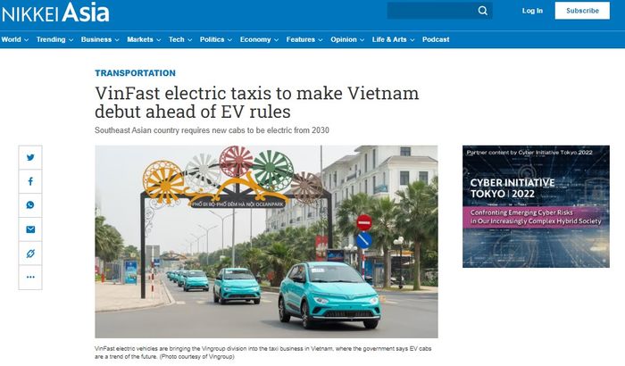 Nikkei Asia: Giá điện ổn định giúp xe điện trở thành lựa chọn tốt hơn so với taxi chạy xăng