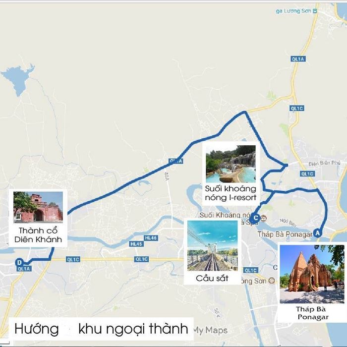 Bản đồ du lịch Nha Trang khu vực ngoài thành (nguồn: travelgear.vn)