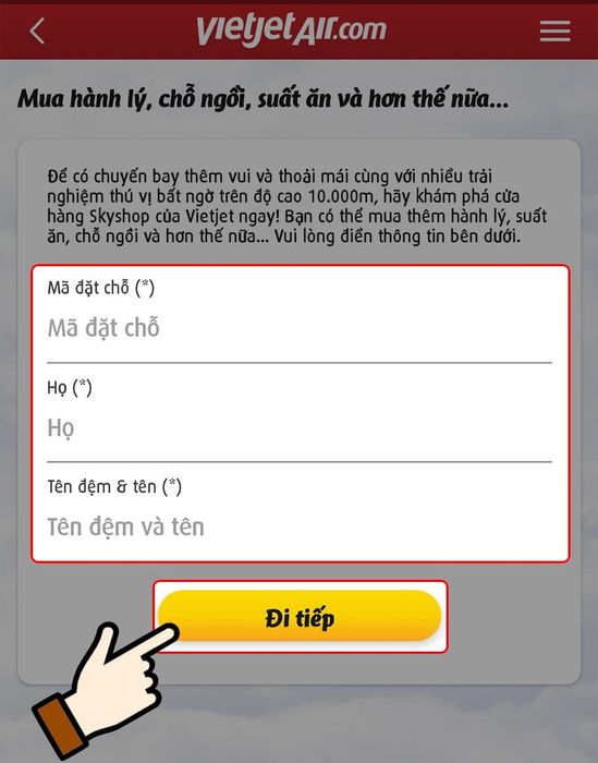 Mua thêm hành lý ký gửi Vietjet