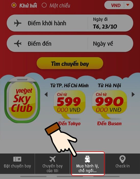 Mua thêm hành lý ký gửi Vietjet