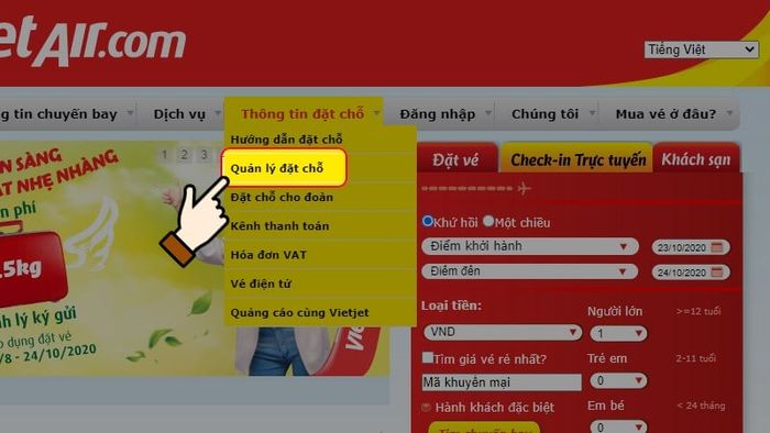 Mua thêm hành lý ký gửi Vietjet