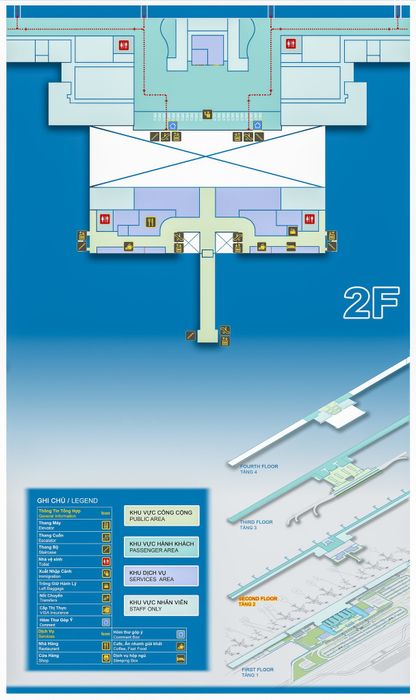 Bản đồ nhà ga T2 sân bay Nội Bài