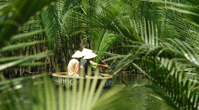 Khu sinh thái rừng dừa Bảy Mẫu Hội An - Trải nghiệm múa thuyền thúng trên sông là một trải nghiệm thú vị