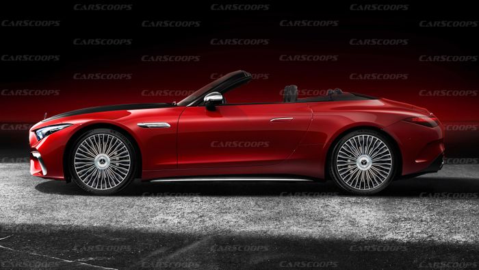 Trình diễn trước bản dựng thiết kế mẫu roadster hàng đầu Mercedes-Maybach SL mercedes-maybach-sl-rendering-carscoops-profile.jpg